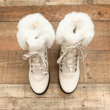 Portland Cream Faux Fur Lined Lace Up Boots- Size 9 (see notes)