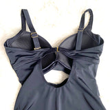 Swimsuits For All Black Padded Front Criss Cross Strap One Piece- Size 12