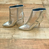 Nine West Silver Metallic Pointy Heel Booties- Size 7 (LIKE NEW, sold out online)