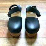 No. 6 Wear in Good Health Black Leather Ankle Strap High Heel Clogs- Size 37 (US 7)