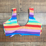 Beach Joy Rainbow Striped Front Tie Padded Bikini Top- Size S (we have matching bottoms)