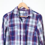 Old Navy Plaid Button Down in Blue/Red/Coral- Size XS