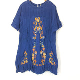 Free People Blue Embroidered Dress- Size L