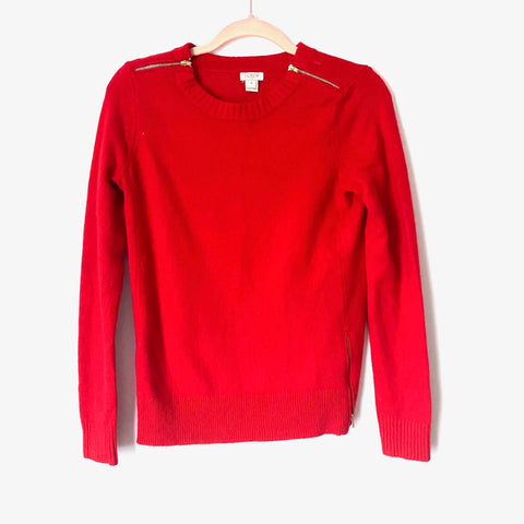 J. Crew Red Zipper Knit Sweater- Size S