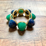 No Brand Navy/Teal/Gold Segmented Bracelet