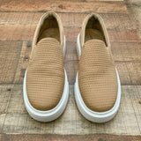 J/Slides NYC Sand Delia Perforated Leather Slip-On Sneaker- Size 7