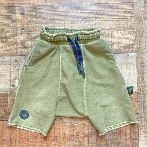 Nununu Green Bleached Draw String Sweat Shorts- Size 6-12M
