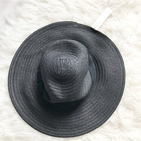 Sole Society Black Straw Hat with Bow Detail NWT