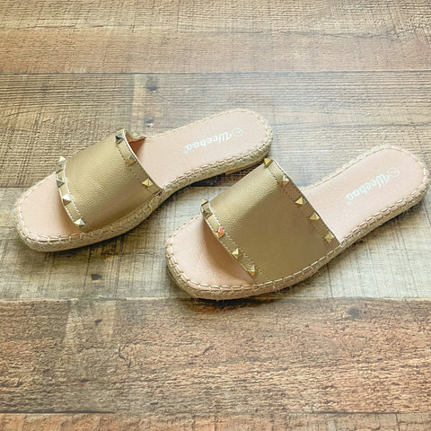 Weeboo Gold Studded Slide On Sandals- Size 7 (BRAND NEW CONDITION)