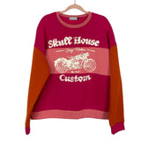Skull House Pink and Orange Easy Rider Oversized Sweatshirt- Size M/L