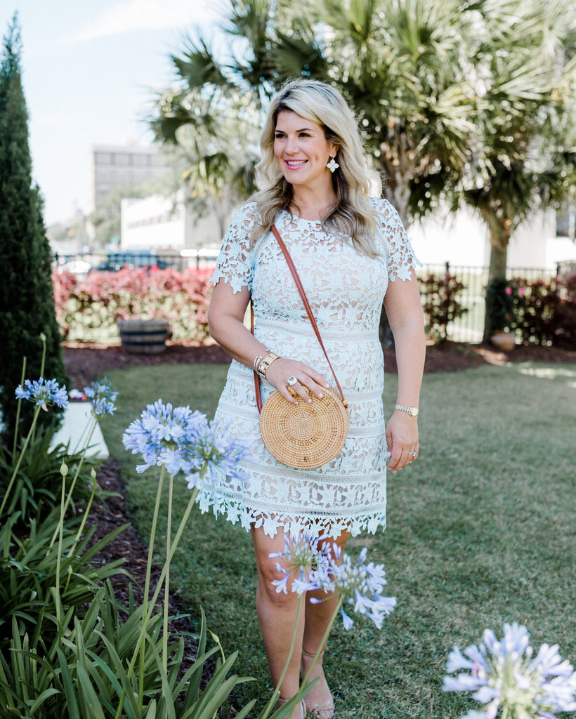 Eliza J Blue/Nude Crochet Lace Overlay Dress- Size 14 The Saved Collection Eliza J Blue/Nude Crochet Lace Overlay Dress- Size 14 The Saved Collection