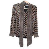 Chico's Chain Print Neck Tie Button Down Blouse- Size 4/6