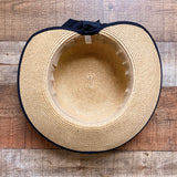 Target Tan Paper Straw with Black Bow Band Adjustable Brim Hat