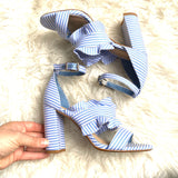 Gianni Bini Blue & White Striped Double Strap Ruffle Sandal- Size 6.5 (BRAND NEW CONDITION)