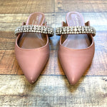 Kurt Geiger Camel Leather Embelished Rhinestone Strap Mules- Size 39 (see notes, sold out online)