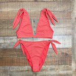 Tularosa Red Metallic Shoulder Tie Bikini Top- Size M (we have matching bottoms)