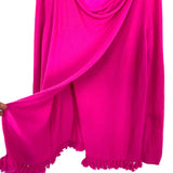 Lily Pulitzer Hot Pink 100% Cashmere Fringe Hem Wrap Sweater- Size L (see notes)