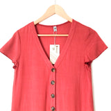 Everkaki Rust Button Up Drop Waist Dress NWT- Size S