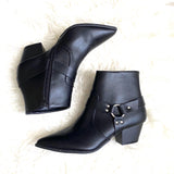 Qupid Black Leather Buckle Ankle Zip Up Booties- Size 8.5