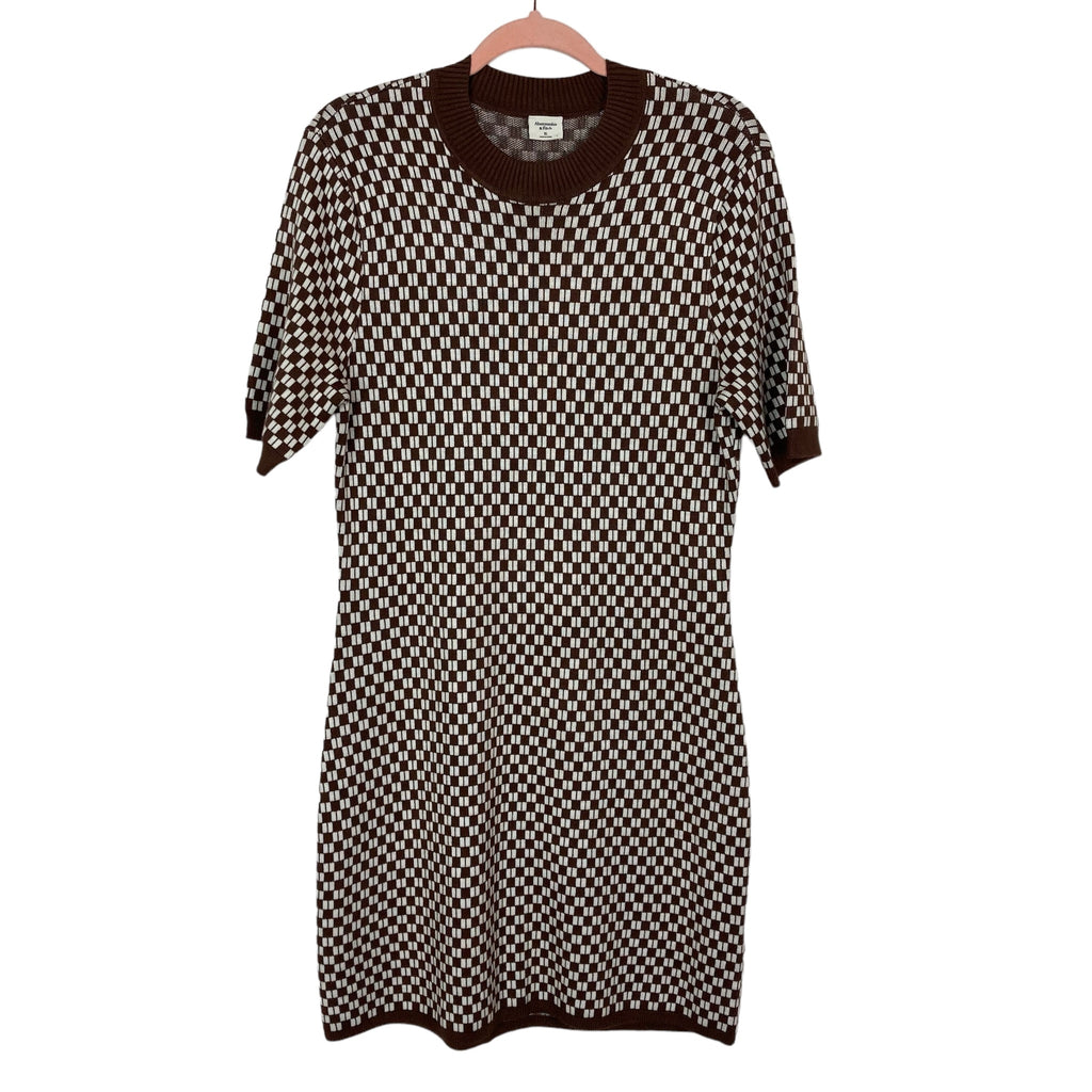 abercrombie and fitch t shirt dress Abercrombie & Fitch Brown Pattern Mockneck Mini Sweater Dress NWT- Siz – The Saved Collection