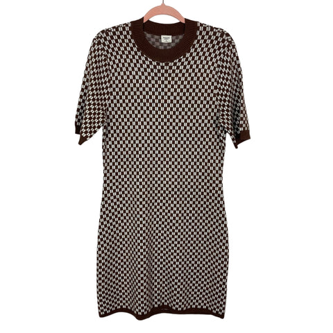 Abercrombie & Fitch Brown Pattern Mockneck Mini Sweater Dress NWT- Siz The Saved Collection Abercrombie & Fitch Brown Pattern Mockneck Mini Sweater Dress NWT- Siz The Saved Collection