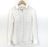 Boden White Button Up with Red and Blue Polka Dot Blouse- Size 2