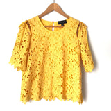 Laundry by Shelli Segal Yellow Lace 3/4 Sleeve Top- Size 2 (see notes)