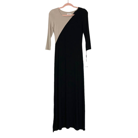 Calvin Klein Black/Beige Color Block Maxi Dress NWT- Size 2