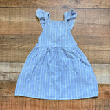 Harbour Blue/White Striped Linen with Front Pocket Jumper Dress- Size 2/3Y