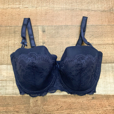 Figleaves Navy Juliette Lace Balcony Bra NWT- Size 34G – The Saved