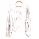 No Brand White/Pink/Purple Tie Dye Button Top- Size XL (we have matching shorts)