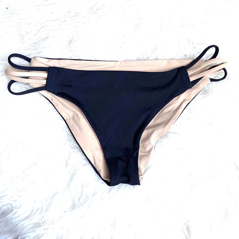 L*SPACE Black/Tan Side Strap Bikini Bottoms- Size ~M (BOTTOMS ONLY)