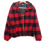 Flawless Buffalo Plaid Sherpa Zip Up Jacket- Size L