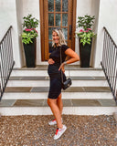 Missufe Black Ruched Sides T-Shirt Dress- Size S