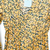 Hayden Mustard Yellow Floral Long Sleeve Dress- Size S