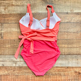 Pink Desert x Sassy Red Lipstick Sorbet Colorblock Sarah Wrap Padded One Piece NWT- Size XL (sold out online)