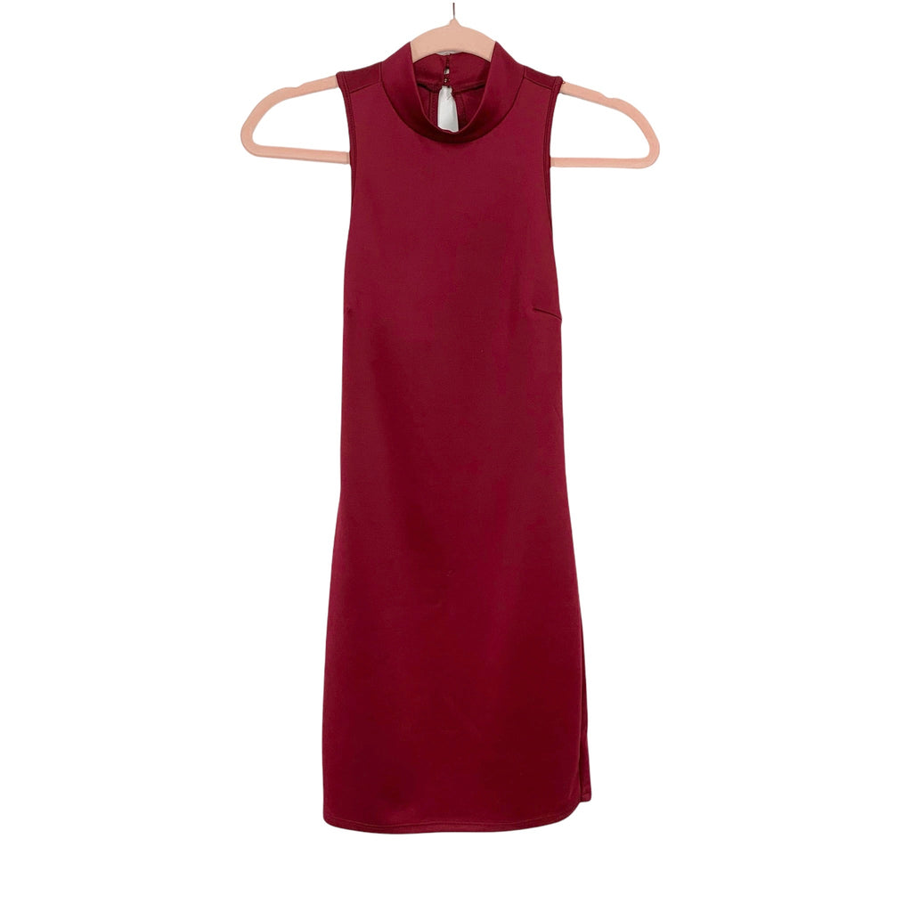 B_envied Burgundy Mock Neck Open Back Sleeveless Fitted Dress- Size S The Saved Collection B_envied Burgundy Mock Neck Open Back Sleeveless Fitted Dress- Size S The Saved Collection