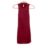 B_envied Burgundy Mock Neck Open Back Sleeveless Fitted Dress- Size S