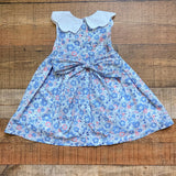 Pukatuka Blue/Pink Floral with White Scalloped Collar Sleeveless Dress- Size 2 (see notes)