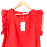 VILA Orange Dress with Ruffle Detail Sleeve NWT- Size 6