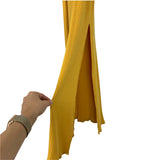 Sadie & Sage Yellow Ribbed Fitted Side Slit Dress- Size L