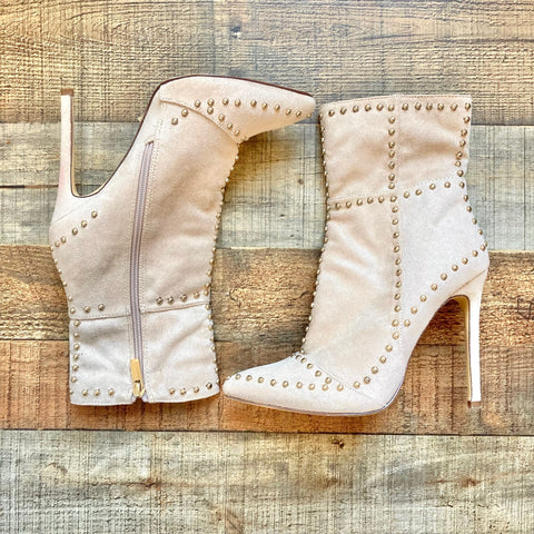 Olivia Ferguson Nude Suede Studded Boots- Size 7.5 (see notes)