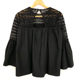 Endless Rose Black Ruffle Blouse with Eyelet Detail- Size S