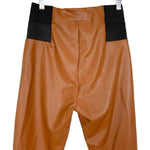 A New Day Brown Faux Leather with Black Elastic Side Waist Panel Leggings- Size S (Inseam 27")
