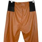 A New Day Brown Faux Leather with Black Elastic Side Waist Panel Leggings- Size S (Inseam 27")