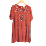 Umgee Rust Orange Floral Embroidered Dress- Size XL
