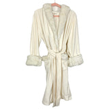 Pottery Barn Ivory Faux Fur Lined Hooded and Belted Robe- Size S (see notes)