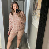 Lou & Grey Leopard Print Oversized Terry Sweatshirt- Size L