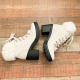 Portland Cream Faux Fur Lined Lace Up Boots- Size 9 (see notes)
