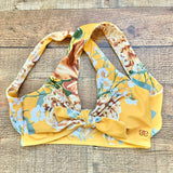 Albion Yellow Floral Criss Cross Halter Padded Bikini Top- Size XS (Top only)